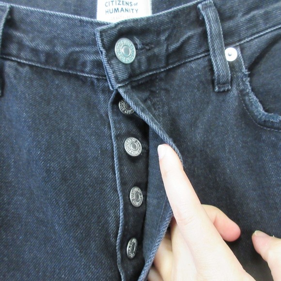 Citizens of Humanity Emery Crop Jeans Women 28 Black 100% Cotton Distressed 612 - Picture 10 of 16